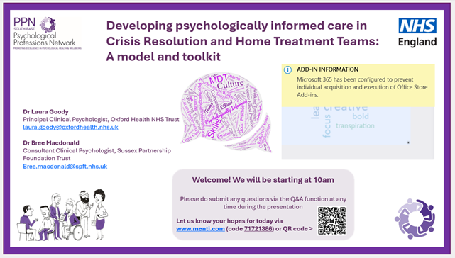 PP Week 2024 - Psychologically Informed Crisis Care (Presentation Only)